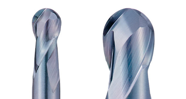 DLC Coated Carbide End Mill for Copper Electrodes: 2-flute Long Neck Ball Type for High Precision Finishing3