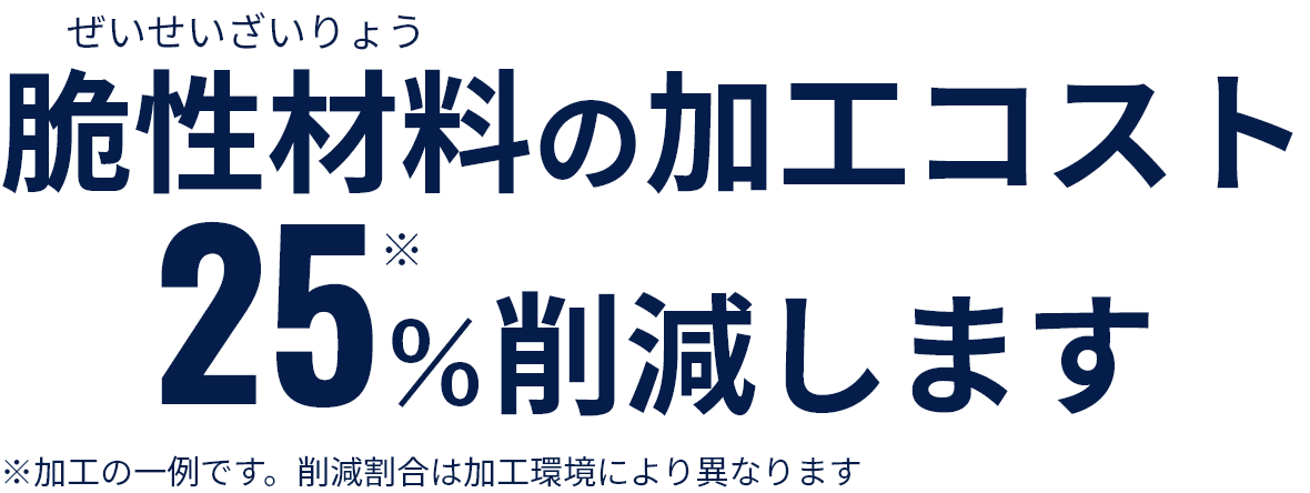 脆性材料の加工コスト25％削減します