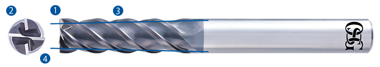 Anti-Vibration long Carbide End Mill Features