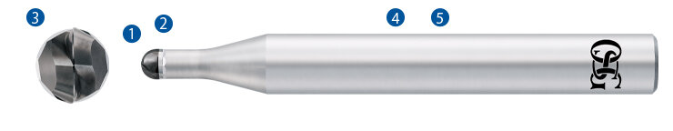 2-flute CBN Ball End Mill Features