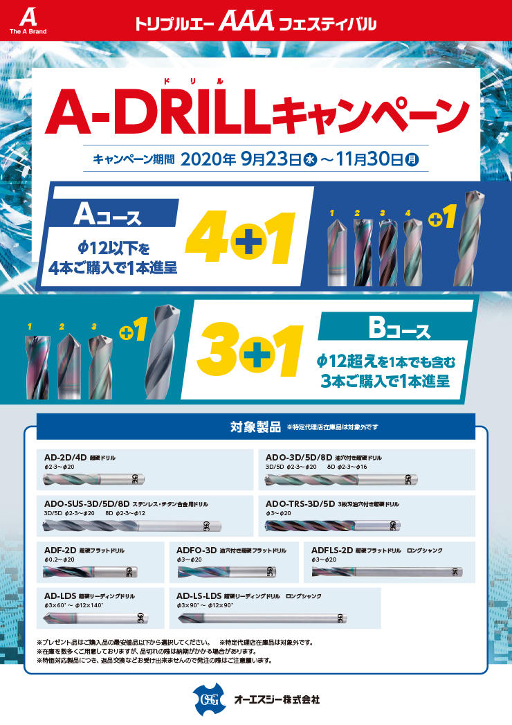 OSG ステンレス・チタン合金用ドリル ADO-SUS-5D 8683850 ▽118-2778 ADO-SUS5D-18.5-20(8683850)  1本